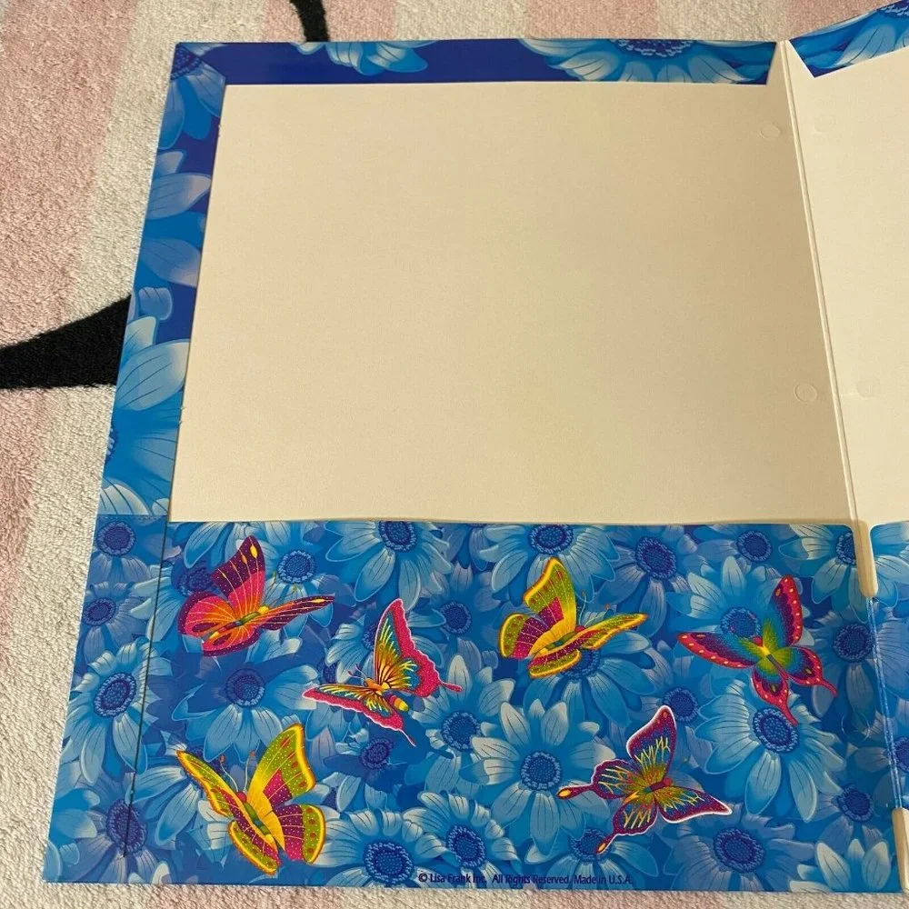 Vintage Lisa Frank Butterflies Flowers Fantastic Fashions Folder *Unpunched
